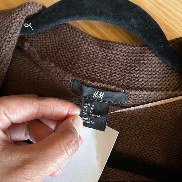 NWT H&M Brown Belted Wrap Jacket Coat Medium - Picture 2 of 8